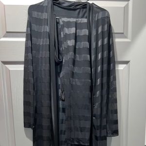 Black three-piece mesh striped pants set
